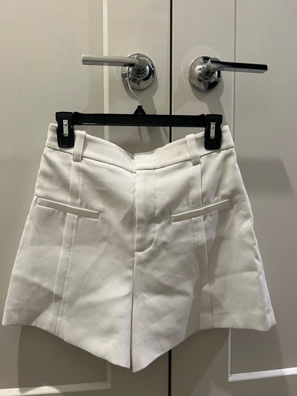 Zara White High-Waist Tailored Shorts